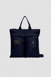 AERONAUTICA MILITARE Granatowa męska torba sportowa. Niebieskie torby sportowe Aeronautica Militare, z aplikacjami. W wyprzedaży za 419.99 zł.