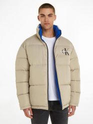 Calvin Klein Dwustronna kurtka zimowa w kolorze niebiesko-beżowym rozmiar: L. Brązowe kurtki CALVIN KLEIN, na zimę, l, bez wzorów, bez kaptura. Za 287.51 zł.