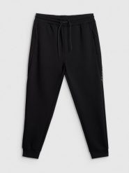 4F Spodnie dresowe joggery męskie - czarne L. Czarne joggery i bojówki 4F, l, bez wzorów, z dresówki. Za 159.99 zł.