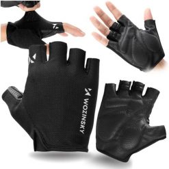 Rękawiczki rowerowe krótkie wozinsky. Czarne rękawiczki Wozinsky, bez wzorów. Za 35.99 zł.
