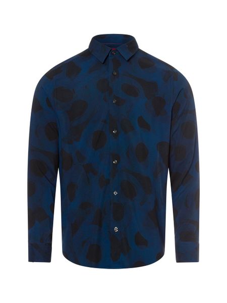 HUGO Koszula - Emero Mężczyźni Regular Fit wiskoza niebieski, M. Niebieskie koszule Hugo, m, bez wzorów, z materiału, bez kołnierzyka, bez ramiączek. Za 399.95 zł.