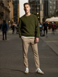 Spodnie jogger slim fit - beżowy. Brązowe joggery i bojówki Sinsay, l, bez wzorów. Za 49.99 zł.