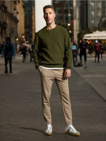 Spodnie jogger slim fit - beżowy. Brązowe joggery i bojówki Sinsay, l, bez wzorów. Za 49.99 zł.