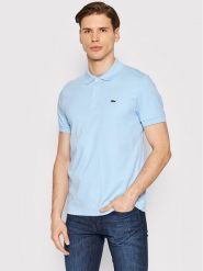 Lacoste Polo DH2050 Niebieski Regular Fit. Niebieskie koszulki polo LACOSTE, m, bez wzorów, z bawełny, bez kołnierzyka, bez ramiączek. Za 449.99 zł.