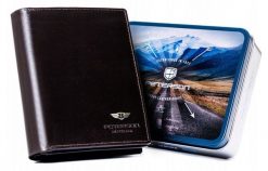 Portfel skórzany Peterson [DH] PTN 22310-VT c. brązowy. Brązowe portfele Peterson, bez wzorów, ze skóry. Za 229.99 zł.