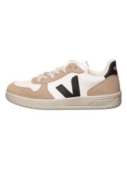 Veja Skórzane sneakersy "V 10" w kolorze biało-beżowo-czarnym rozmiar: 41. Białe buty sportowe casual Veja, bez wzorów, bez zapięcia. Za 505.13 zł.