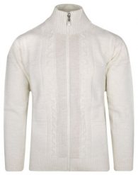 Sweter Beżowy Wełniany z Wysokim Dekoltem Zapinany na Zamek, Ciepły -DEVIR. Brązowe swetry rozpinane Devir, l, bez wzorów, z wełny, bez kołnierzyka, bez ramiączek. Za 259.00 zł.