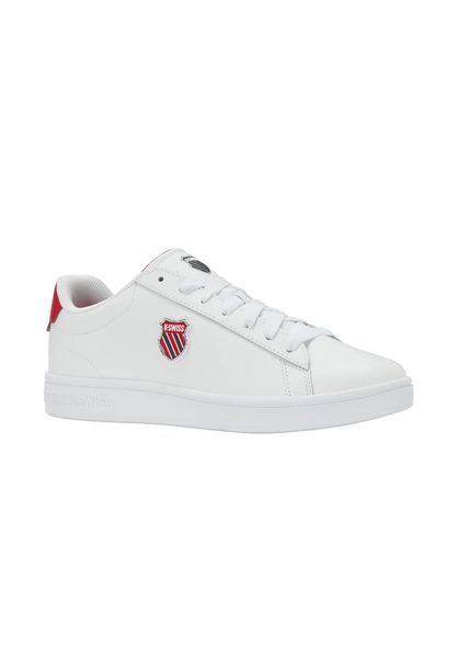 Buty K-Swiss COURT SHIELD II (04412-128-M). Białe buty turystyczne K-SWISS, bez wzorów, z materiału, bez zapięcia, na fitness i siłownię. Za 159.00 zł.