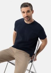 T-shirt ze strukturą TM-FROST. Niebieskie t-shirty Volcano, m, bez wzorów, z bawełny, bez kołnierzyka, bez ramiączek. Za 69.99 zł.