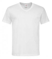 Biały Bawełniany T-Shirt w Serek, Męski Bez Nadruku -STEDMAN- Koszulka, Krótki Rękaw, Basic, V-neck. Białe bluzki z długim rękawem Stedman, l, bez wzorów, z bawełny, bez kołnierzyka, bez ramiączek. Za 49.00 zł.