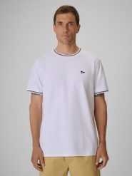 4F T-shirt regular gładki męski - biały S. Białe t-shirty 4F, m, bez wzorów, z bawełny, bez kołnierzyka, bez ramiączek. Za 79.99 zł.