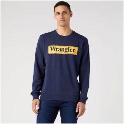 WRANGLER SEASONAL CREW MĘSKA BLUZA NAVY 112341196 W6F3011976. Niebieskie bluzy Wrangler, m, bez wzorów, bez kaptura. Za 149.99 zł.