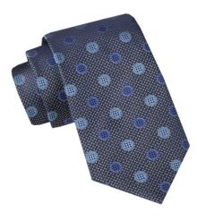 Męski Krawat - Alties - Stalowy w Niebieskie Groszki. Niebieskie krawaty i muchy Alties, bez wzorów, z tkaniny. Za 49.00 zł.