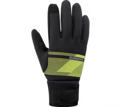 Rękawiczki kolarskie WINDBREAK Thermal, Neon Yellow. Czarne rękawiczki Shimano, bez wzorów, z gumy. Za 269.90 zł.