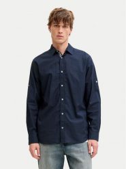 Jack & Jones Koszula Henry 12289197 Granatowy Regular Fit. Niebieskie koszule Jack & Jones, m, bez wzorów, z bawełny, bez kołnierzyka, bez ramiączek. Za 159.99 zł.