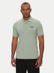 EA7 Emporio Armani Polo 8NPF14 PJVQZ U9024 Zielony Regular Fit. Zielone koszulki polo EA7 Emporio Armani, m, bez wzorów, z bawełny, bez kołnierzyka, bez ramiączek. Za 259.99 zł.
