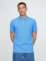 GAP Koszulka polo w kolorze niebieskim rozmiar: S. Niebieskie koszulki polo GAP, s, bez wzorów, z bawełny, bez kołnierzyka, bez ramiączek. Za 83.42 zł.