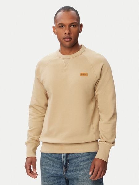 HUGO Bluza Nevacrew 50564038 Beżowy Regular Fit. Brązowe bluzy Hugo, m, bez wzorów, z bawełny, bez kaptura. Za 499.99 zł.