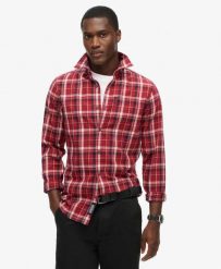Superdry Koszula Vintage w Kratę z Bawełny Organicznej. Czerwone koszule Superdry, s, z aplikacjami, z bawełny, bez kołnierzyka, bez ramiączek. Za 314.00 zł.