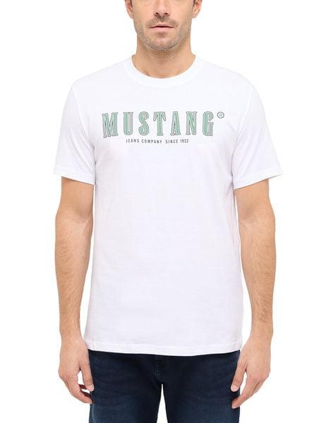 Męski T-Shirt Mustang Style Austin Bright White 1016281 2007. Białe t-shirty Mustang, m, bez wzorów, bez kołnierzyka, bez ramiączek. Za 69.99 zł.