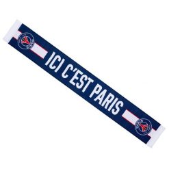 Paris Saint Germain szalik kibica scarf wielokolorowy. Niebieskie szaliki PSG, bez wzorów. Za 99.00 zł.
