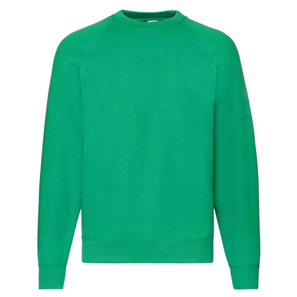 Klasyczna Bluza Raglanowa Unisex Dla Dorosłych. Zielone bluzy Fruit of the Loom, m, bez wzorów, bez kaptura. Za 79.99 zł.