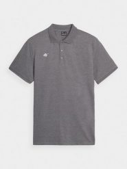 4F Koszulka polo regular męska - szara S. Szare koszulki polo 4F, m, bez wzorów, z bawełny, bez kołnierzyka, bez ramiączek. Za 99.99 zł.