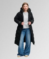 Superdry Długa Pikowana Kurtka City Chevron - Czarna. Czarne kurtki Superdry, bez wzorów, z materiału. Za 817.50 zł.