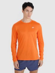 4F Longsleeve do biegania szybkoschnący męski - pomarańczowy M. Brązowe koszulki z długim rękawem 4F, m, bez wzorów, z dzianiny, bez ramiączek. W wyprzedaży za 129.99 zł.