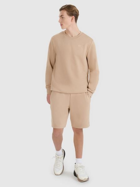 4F Spodenki dresowe męskie - beżowe XL. Brązowe krótkie spodenki sportowe 4F, l, bez wzorów, z bawełny, sportowe. W wyprzedaży za 59.99 zł.