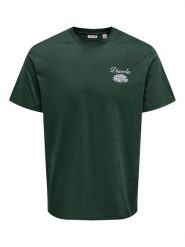 ONLY & SONS Koszulka "Fred" w kolorze ciemnozielonym rozmiar: XL. Zielone bezrękawniki Only & Sons, xl, bez wzorów, z bawełny, bez kołnierzyka, bez ramiączek. Za 52.79 zł.