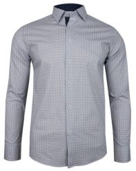 Granatowo-Biała Taliowana Koszula Męska -TO-ON- Długi Rękaw, Slim Fit, w Drobne Kwiatki. Niebieskie koszule TO-ON, m, bez wzorów, z bawełny, bez kołnierzyka, bez ramiączek. Za 109.00 zł.