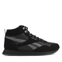 Trzewiki Reebok. Czarne botki sznurowane Reebok, bez wzorów, bez obcasa, bez zapięcia. Za 299.99 zł.