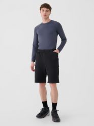 4F Spodenki casual męskie - czarne S. Czarne krótkie spodenki sportowe 4F, l, bez wzorów, z dresówki. Za 149.99 zł.
