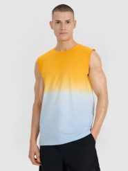 4F Tank top regular męski - pomarańczowy 3XL. Brązowe bezrękawniki 4F, bez wzorów, z bawełny, bez ramiączek. Za 59.99 zł.