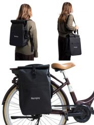 Wodoodporny plecak rowerowy 3w1 – plecak, sakwa na bagażnik i torba na ramię. Czarne torby na laptopa RAINJOY. Za 290.00 zł.