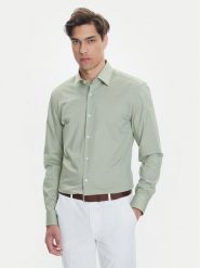 BOSS Koszula H-Hank 50469345 Zielony Slim Fit. Zielone koszule Boss, m, bez wzorów, z bawełny, bez kołnierzyka, bez ramiączek. Za 429.99 zł.