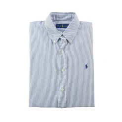 Second life - Klasyczne koszule męskie z kołnierzem na guziki - Jak nowy. Białe sztyblety RALPH LAUREN, bez wzorów, z jeansu, bez obcasa, bez zapięcia. Za 207.36 zł.