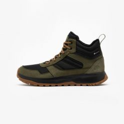 Buty turystyczne męskie Quechua NH500 skóra. Brązowe buty trekkingowe QUECHUA, na zimę, bez wzorów, ze skóry, bez zapięcia. Za 269.99 zł.