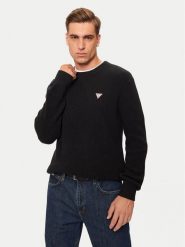 Guess Jeans Sweter M4BR30 Z3HM1 Czarny Regular Fit. Czarne swetry rozpinane Guess Jeans, m, z aplikacjami, z bawełny, bez kołnierzyka, bez ramiączek. Za 269.99 zł.