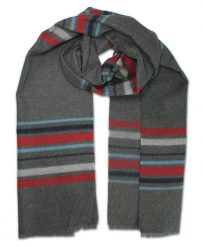 Szalik Szaro-Czerwony w Paski, Miękki, Firmy V.Fraas -Cashmink- Elegancki, Męski. Czerwone szaliki V. Fraas, bez wzorów, z materiału. Za 59.00 zł.