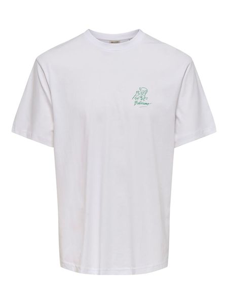 ONLY & SONS Koszulka "Onschef" w kolorze białym rozmiar: M. Białe bezrękawniki Only & Sons, m, bez wzorów, z bawełny, bez kołnierzyka, bez ramiączek. Za 68.95 zł.