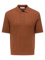 ONLY & SONS Koszulka polo "Onssofus" w kolorze jasnobrązowym rozmiar: S. Brązowe koszulki polo Only & Sons, s, bez wzorów, bez kołnierzyka, bez ramiączek. Za 70.08 zł.