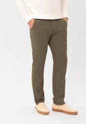 Lniane spodnie chino, Comfort Fit, R-LINN. Brązowe eleganckie spodnie Volcano, na lato, m, z bawełny. Za 179.99 zł.