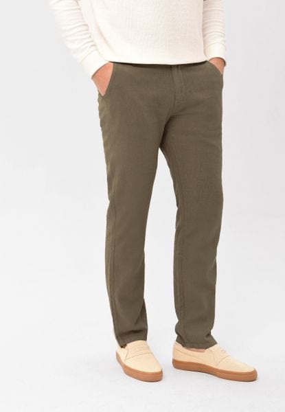 Lniane spodnie chino, Comfort Fit, R-LINN. Brązowe eleganckie spodnie Volcano, na lato, m, z bawełny. Za 179.99 zł.