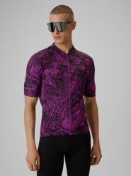 4F Koszulka kolarska męska - fioletowa L. Fioletowe t-shirty 4F, l, bez wzorów, z dzianiny, bez kołnierzyka, bez ramiączek. Za 179.99 zł.