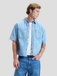 MESKA KOSZULA LEE SS WORKWEAR SHIRT JUST ME 112376574. Koszule Lee, xl, bez wzorów, bez kołnierzyka, bez ramiączek. Za 139.99 zł.