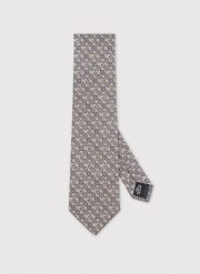 Beżowy krawat w mikrowzór. Brązowe krawaty i muchy Pako Lorente, bez wzorów, z poliesteru. Za 99.99 zł.