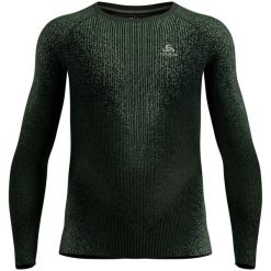 Bielizna termoaktywna z długim rękawem Odlo BL TOP crew neck l/s. Zielona bielizna termoaktywna ODLO, l, bez wzorów, bez kołnierzyka, bez ramiączek. Za 459.99 zł.