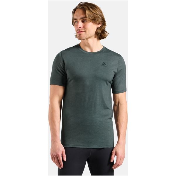 Bielizna termoaktywna z długim rękawem Odlo BL TOP crew neck s/s MERINO 200. Zielona bielizna termoaktywna ODLO, l, bez wzorów, z materiału, bez ramiączek. Za 291.49 zł.